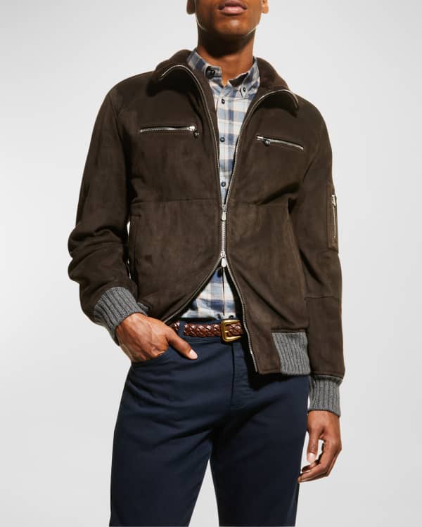 Berluti Men's Patina Leather Zip Blouson | Neiman Marcus