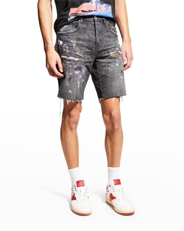 PURPLE Men's Distressed Denim Shorts | Neiman Marcus