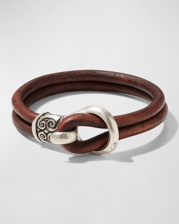 TOM FORD Men's Scoubidou T-Logo Woven Leather Wrap Bracelet