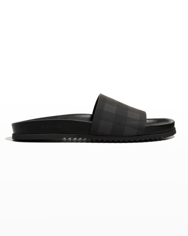 Burberry Men's Tonal Check-Print Pool Slide Sandals | Neiman Marcus