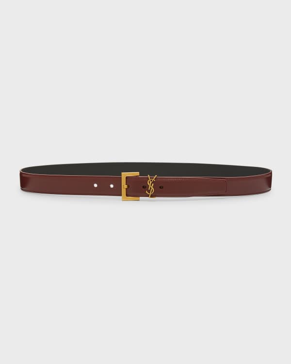 Loewe Cutout Anagram Leather Skinny Belt | Neiman Marcus