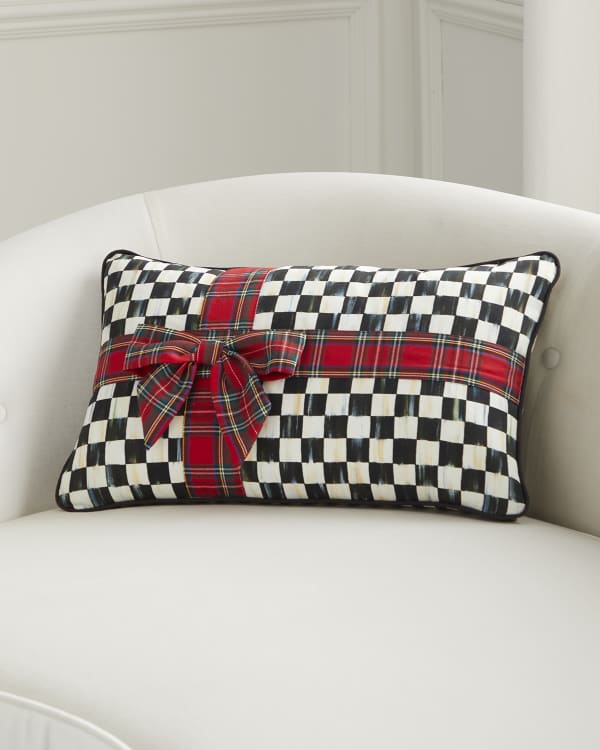 MacKenzie Childs 20 quot Courtly Check Tartan Bow Pillow Neiman Marcus