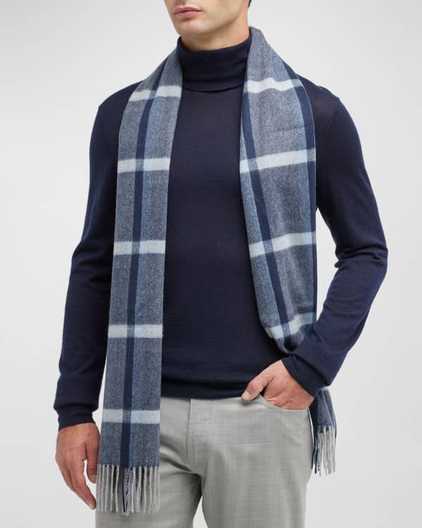 Burberry Men's Giant Check Cashmere Scarf Neiman Marcus
