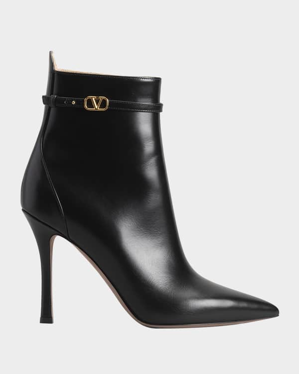 ALAIA Cutout Leather Buckle Ankle Boots