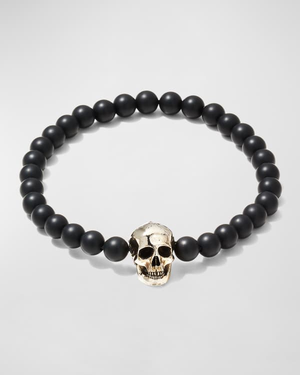 The Beaded Black on Black Skull Bracelet Set S/M