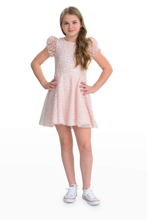 Zoe Girl's Sequin Floral Tweed Sleeveless Dress, Size 716 Neiman Marcus