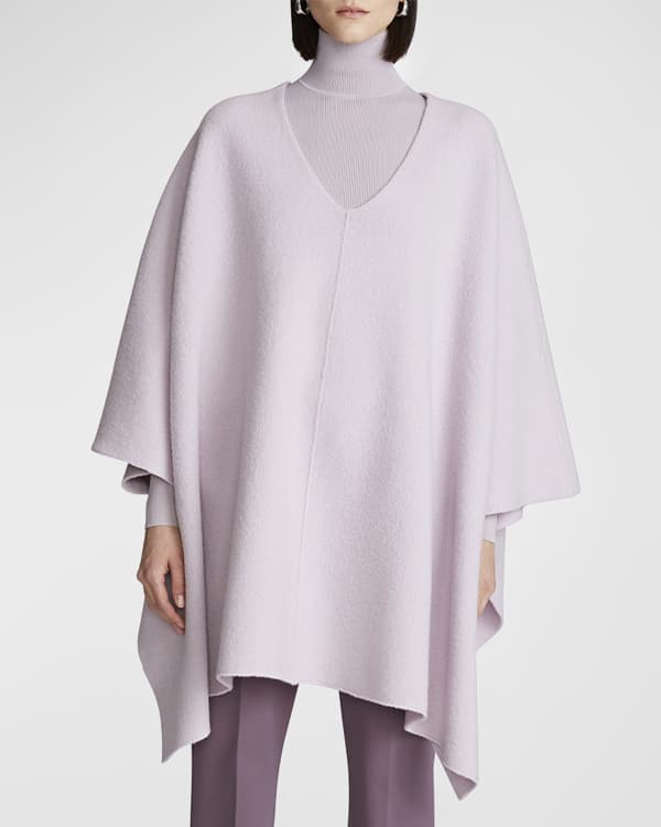 Neiman Marcus Cashmere Collection Pointelle Striped Poncho