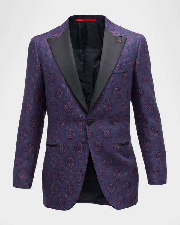 Isaia Men's Floral Silk-Cashmere Double-Breasted Dinner Jacket