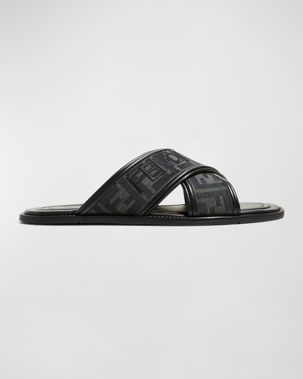 Off White Men s Industrial Leather Slide Sandals Neiman Marcus