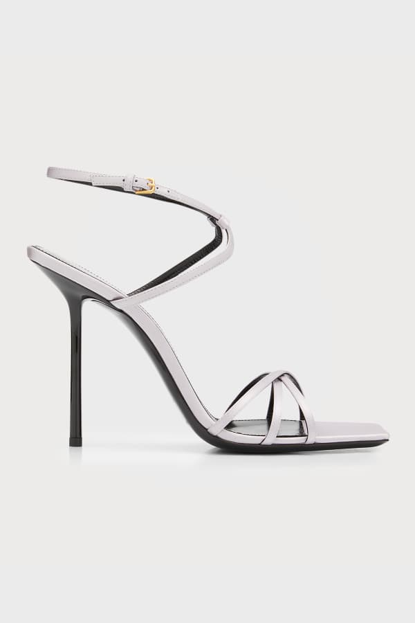 Saint Laurent Opyum YSL Patent Ankle-Strap Sandals | Neiman Marcus