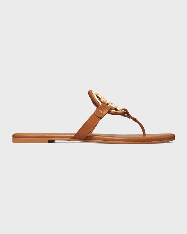 Alexandre Birman Vicky Metallic Leather Knot Flat Sandals | Neiman Marcus