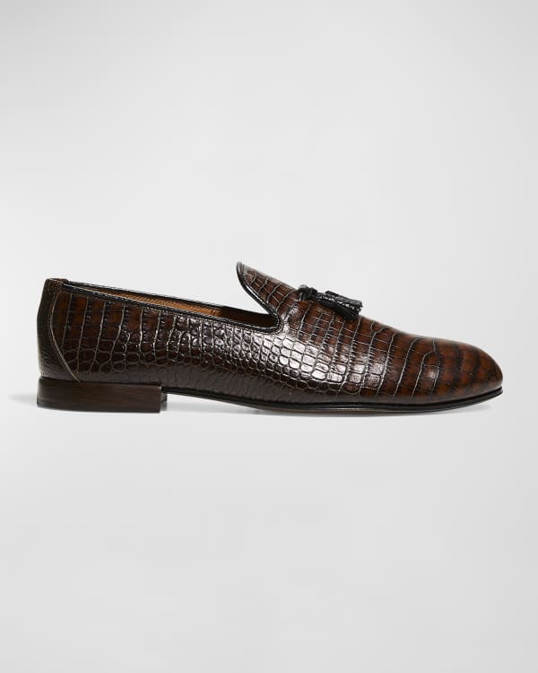 Magnanni Men's Woven Leather Penny Loafers | Neiman Marcus