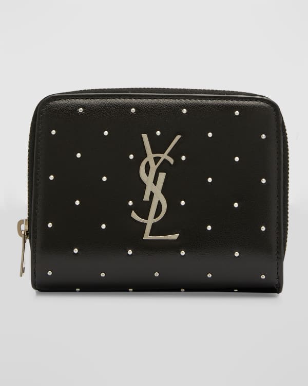 Saint Laurent Mini Monogram YSL Textured Zip Wallet Neiman Marcus