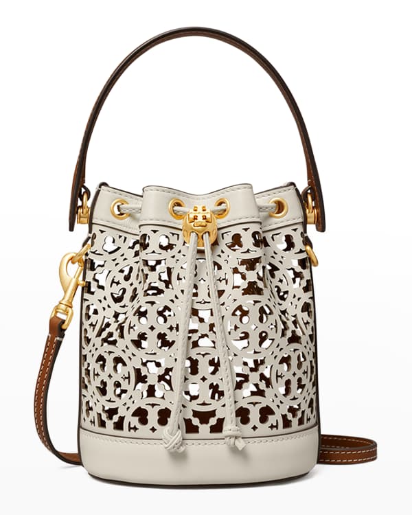 Tory Burch Bell T Monogram LaserCut Bucket Bag Neiman Marcus