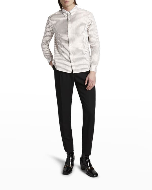 Saint Laurent Men's Yves Striped Georgette Dress Shirt