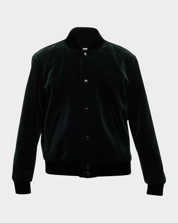Saint laurent varsity black velvet cheap jacket w flowers