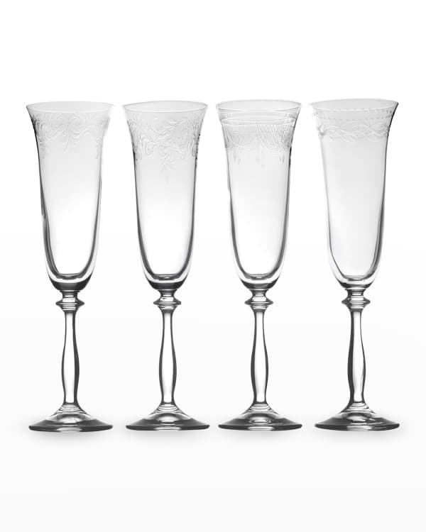 Mikasa Cora Set of 4 Flute Champagne Glasses, 8-Ounce, Clear