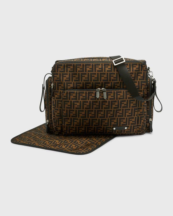 Fendi ff logo patch diaper bag brown clearance