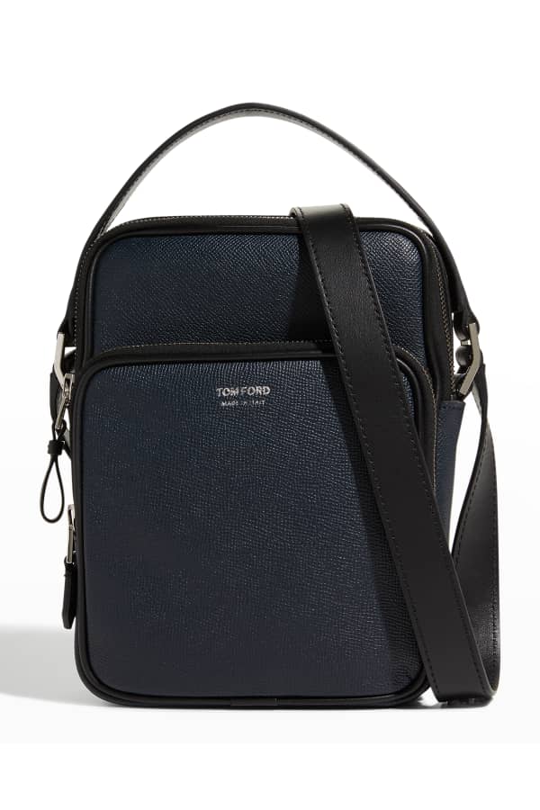 Armani Men's Tumbled Calf Leather Crossbody Bag Neiman Marcus