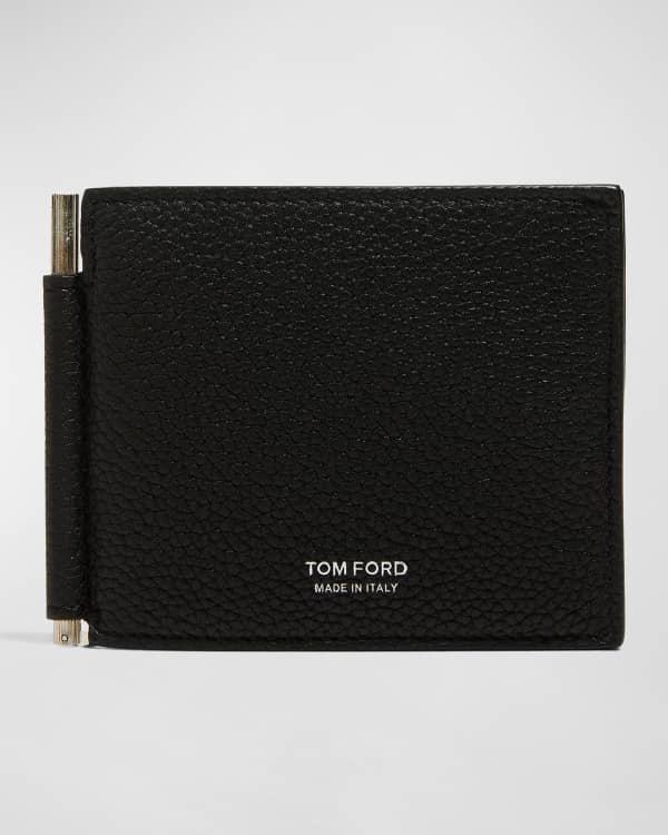 Portadoll Leather Money Clip Wallet in Black - Saint Laurent