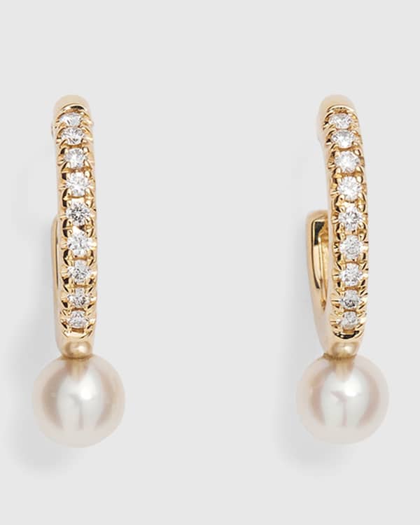 Mizuki 14k Gold Akoya Starburst Diamond Earrings | Neiman Marcus