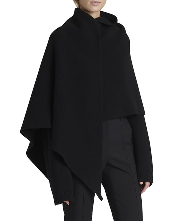 Theory Hooded New Divide Wool-Cashmere Poncho Jacket w/ Self-Belt ...
