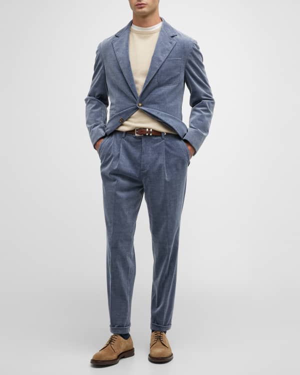 Navy and sky blue virgin wool Brunico jersey suit