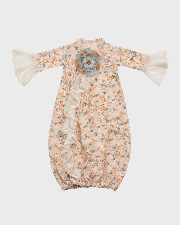 Haute Baby Girl s Delicate Damask Lace Gown Size 0M 3M Neiman Marcus