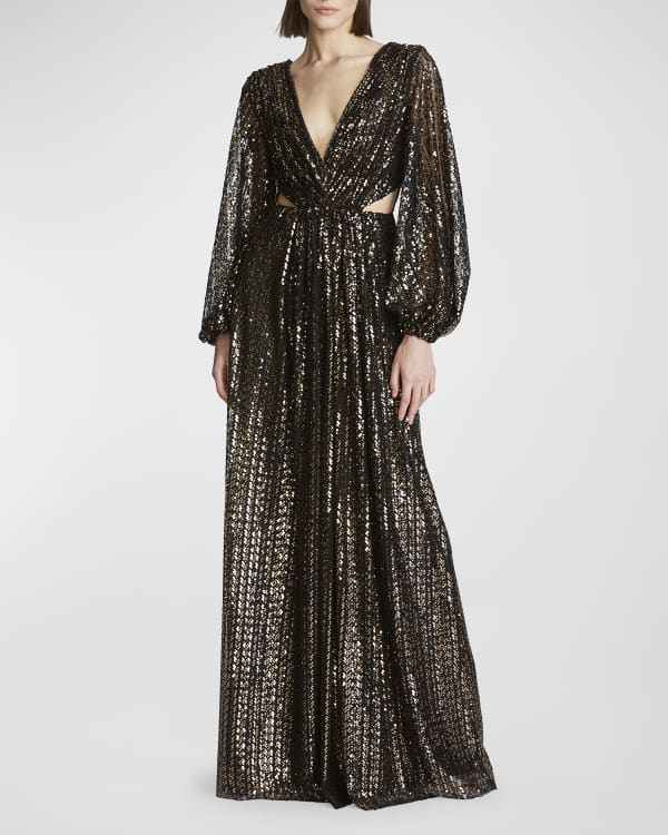 Halston Ruched Sequin Halter Gown | Neiman Marcus