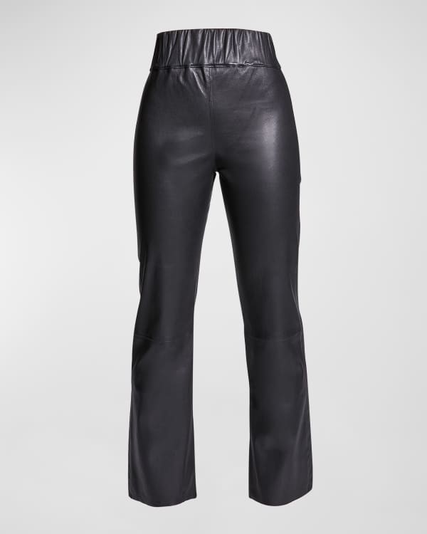 Cynthia Rowley High Rise Pintuck Vegan Leather Pants Neiman Marcus