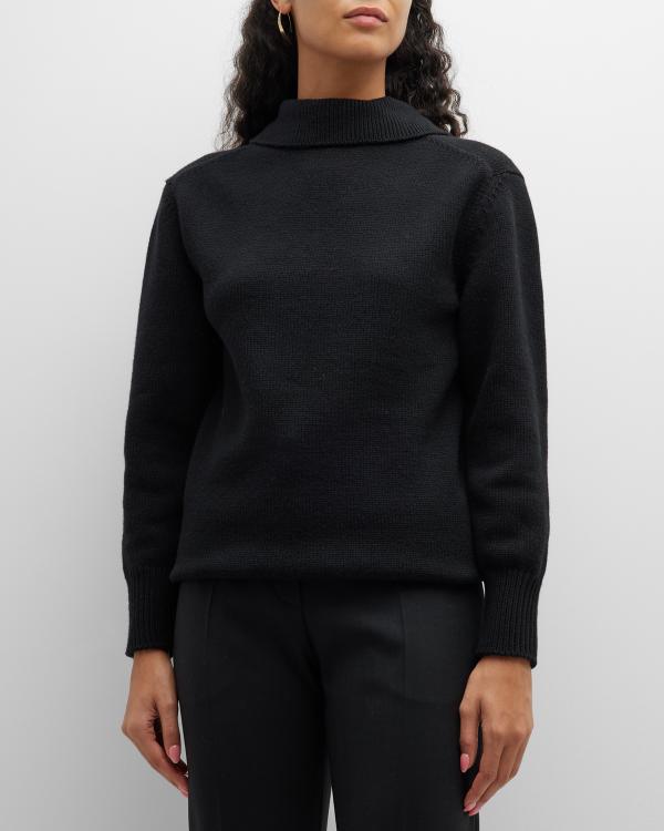 Neiman Marcus Cashmere Collection Ribbed Mock-Neck Cashmere Peplum Sweater  | Neiman Marcus