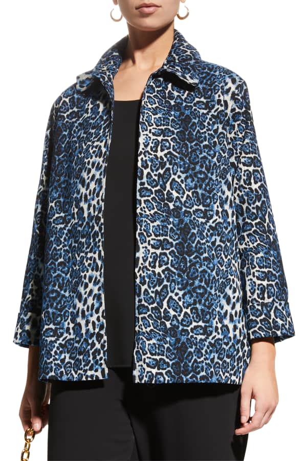 Caroline Rose Plus Size Swirl Jacquard Mandarin-Collar Jacket | Neiman ...