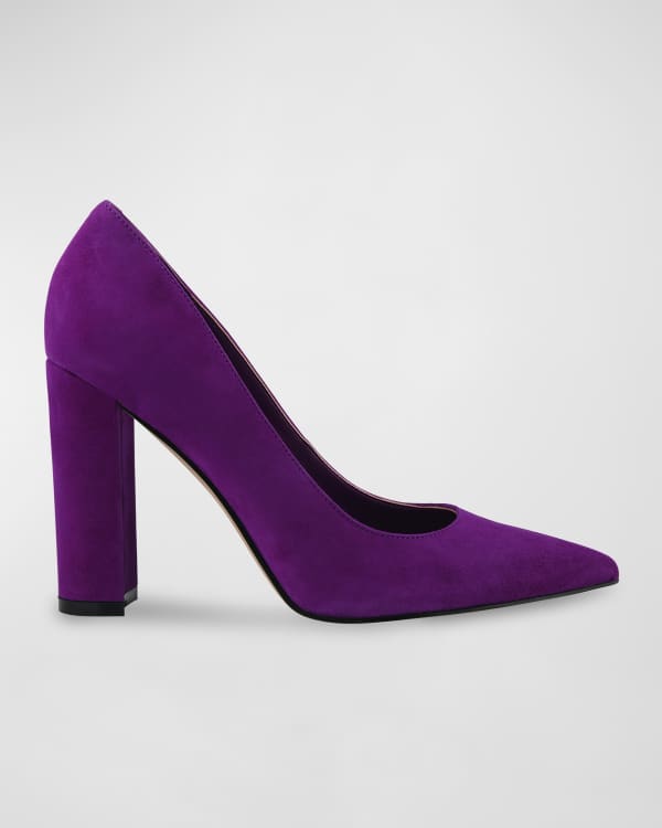 Aquatalia Peony Metallic BlockHeel Pumps Neiman Marcus