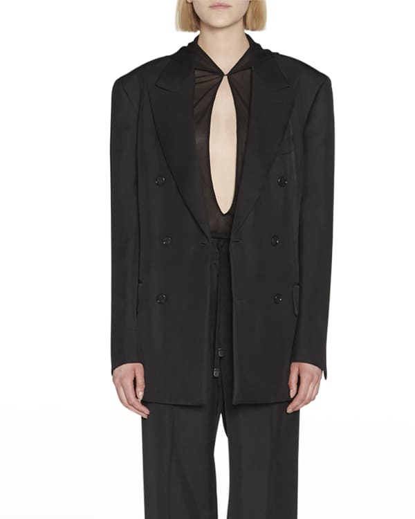 Nina Ricci Silk Pleated-Waist Jacket | Neiman Marcus