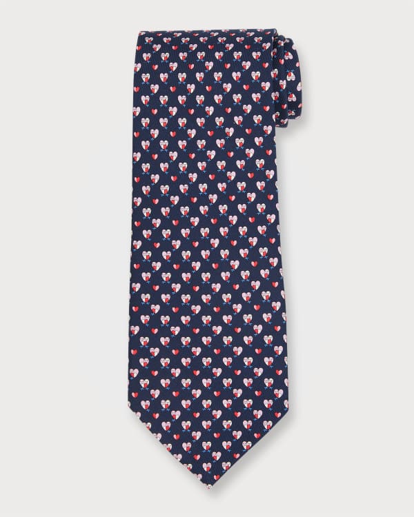 Gancini print silk tie, Ties, Herren