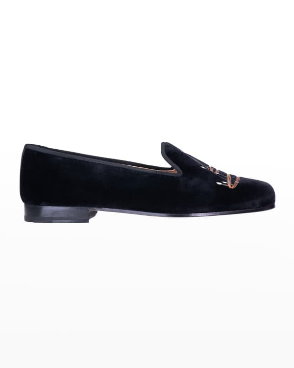 kate spade new york pearly poodle velvet smoking loafers | Neiman Marcus