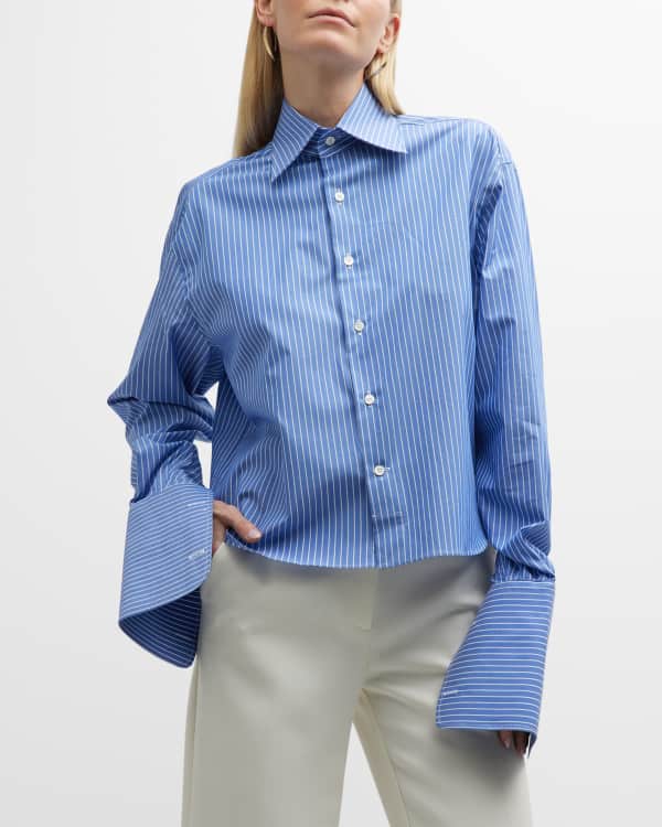 Veronica Beard Rosamund Asymmetric Button-Front Shirt | Neiman Marcus