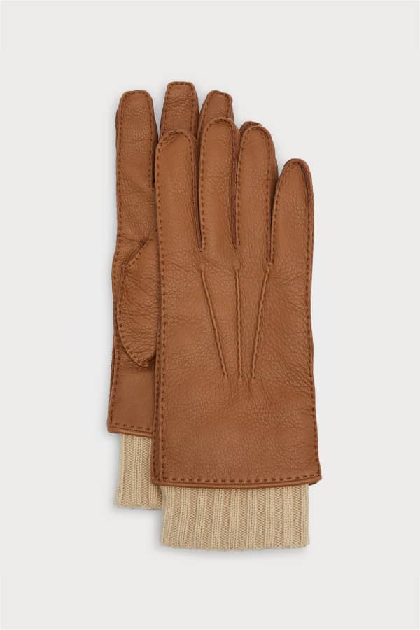 Portolano Men's LeatherPalm Cashmere Gloves Neiman Marcus