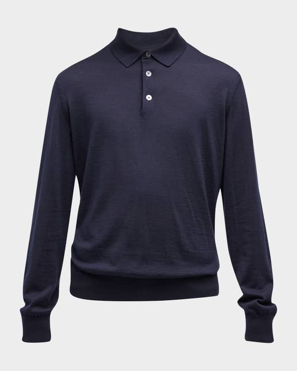 Loro Piana Superlight Baby Cashmere Long-Sleeve Polo Shirt, Susina