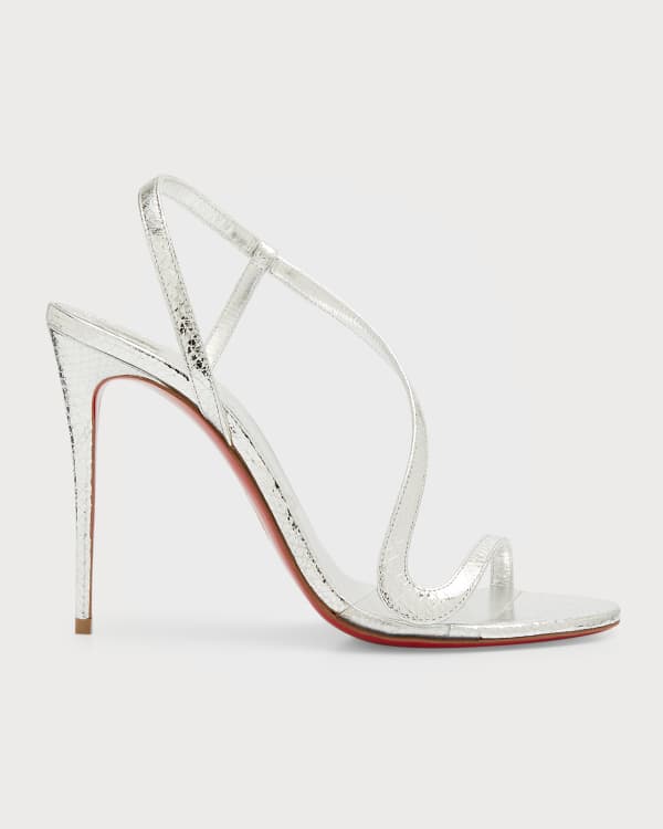 Christian Louboutin Crystal Bow Silk-tie Red Sole Sandals in White