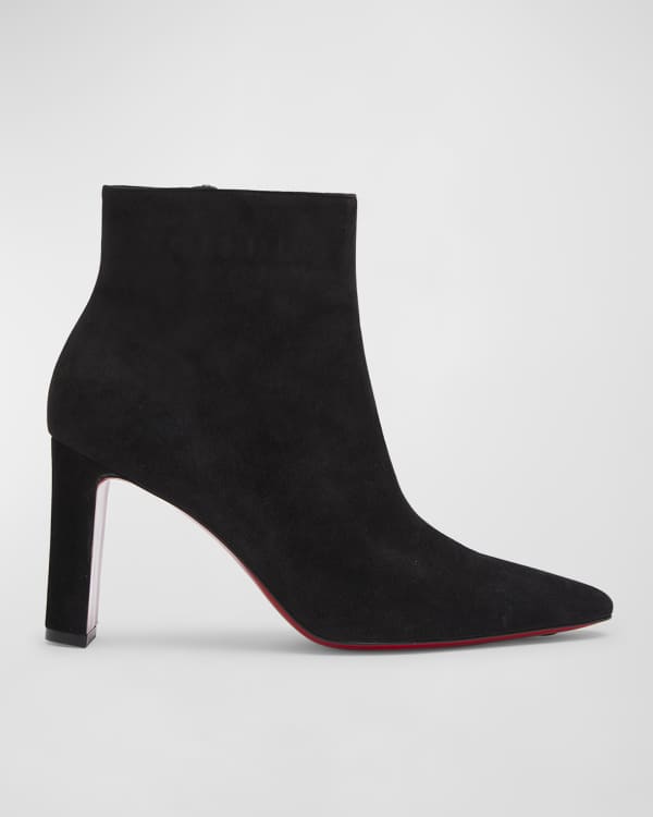Christian Louboutin Astrilarge Red Sole Pointed Suede Booties | Neiman ...