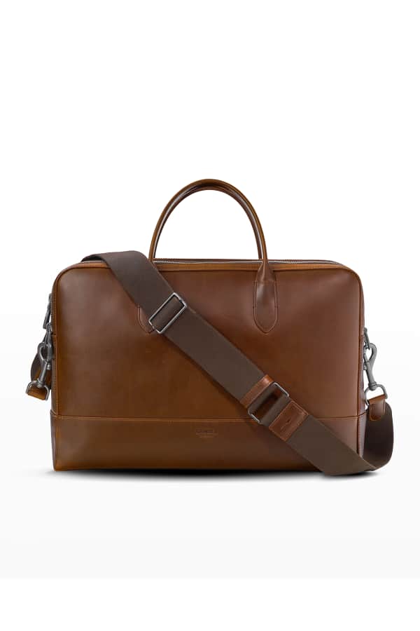 Shinola Men's Slim Leather Briefcase Neiman Marcus