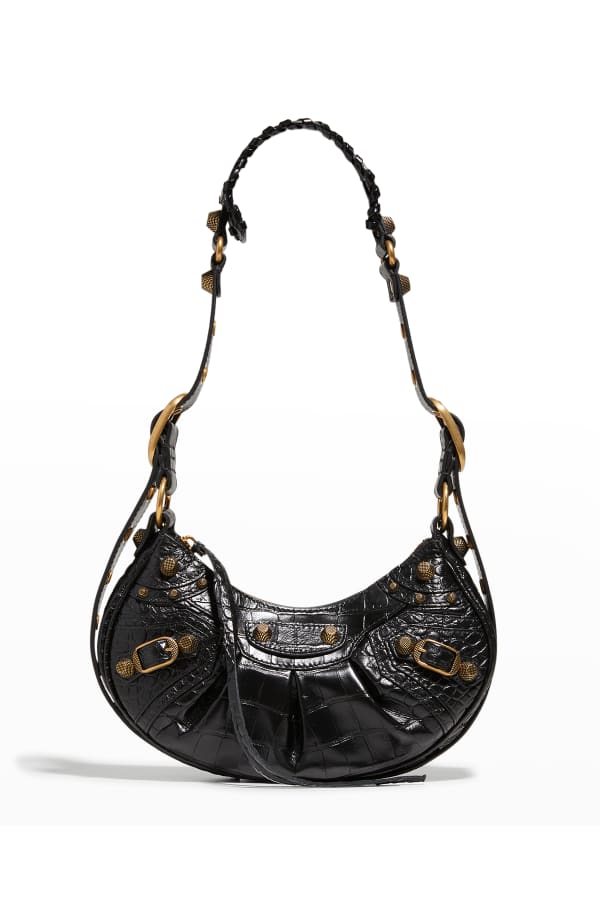 Balenciaga Le Cagole Washed Denim Shoulder Bag | Neiman Marcus