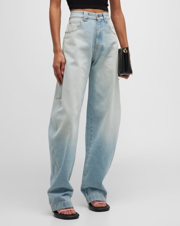 Khaite Noelle Wide-Leg Roll-Cuff Jeans | Neiman Marcus