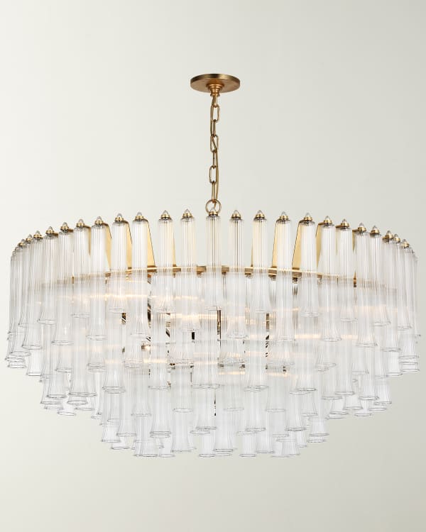 Visual Comfort Signature Antigua Small Drum Chandelier in Antique Brass &  Natural Abaca by Chapman & Myers