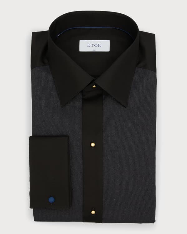 Black Cotton Silk Resort Shirt - Eton