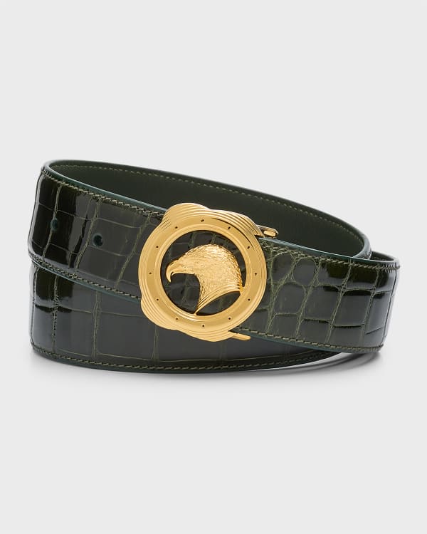 MCM Men s Textured Logo Reversible Belt Neiman Marcus