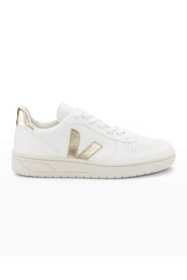 VEJA V 10 Tricolor Leather Low Top Sneakers Neiman Marcus