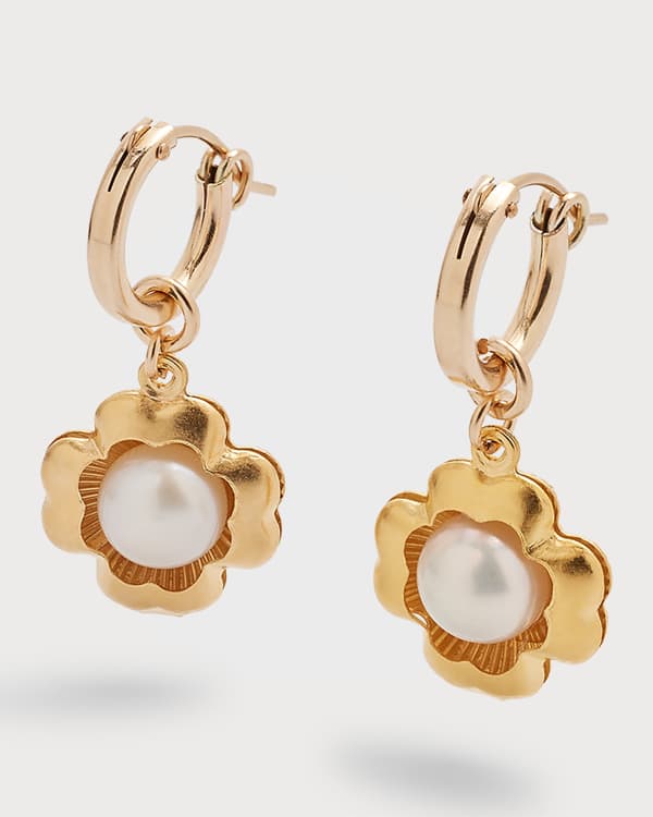 STONE AND STRAND 14k Gold Initial Huggie Earrings Neiman Marcus