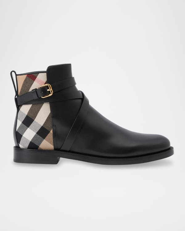 THE ROW Canal Leather Apron-Toe Booties | Neiman Marcus